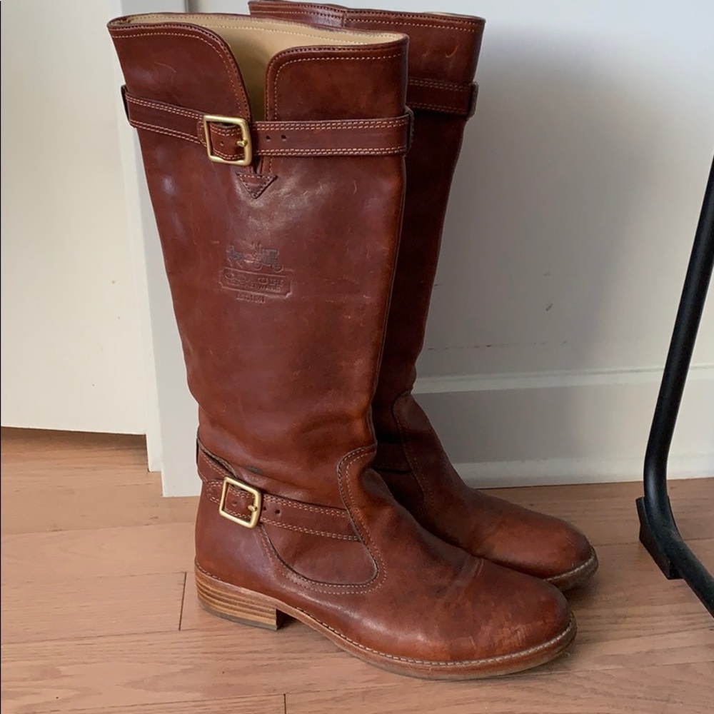 Coach brown leather riding boots, size 8